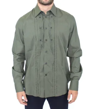 Green Cotton Casual Long Sleeve Shirt Top