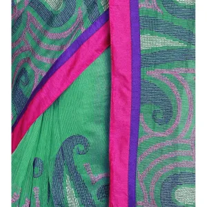 Green Cotton Supernet Saree