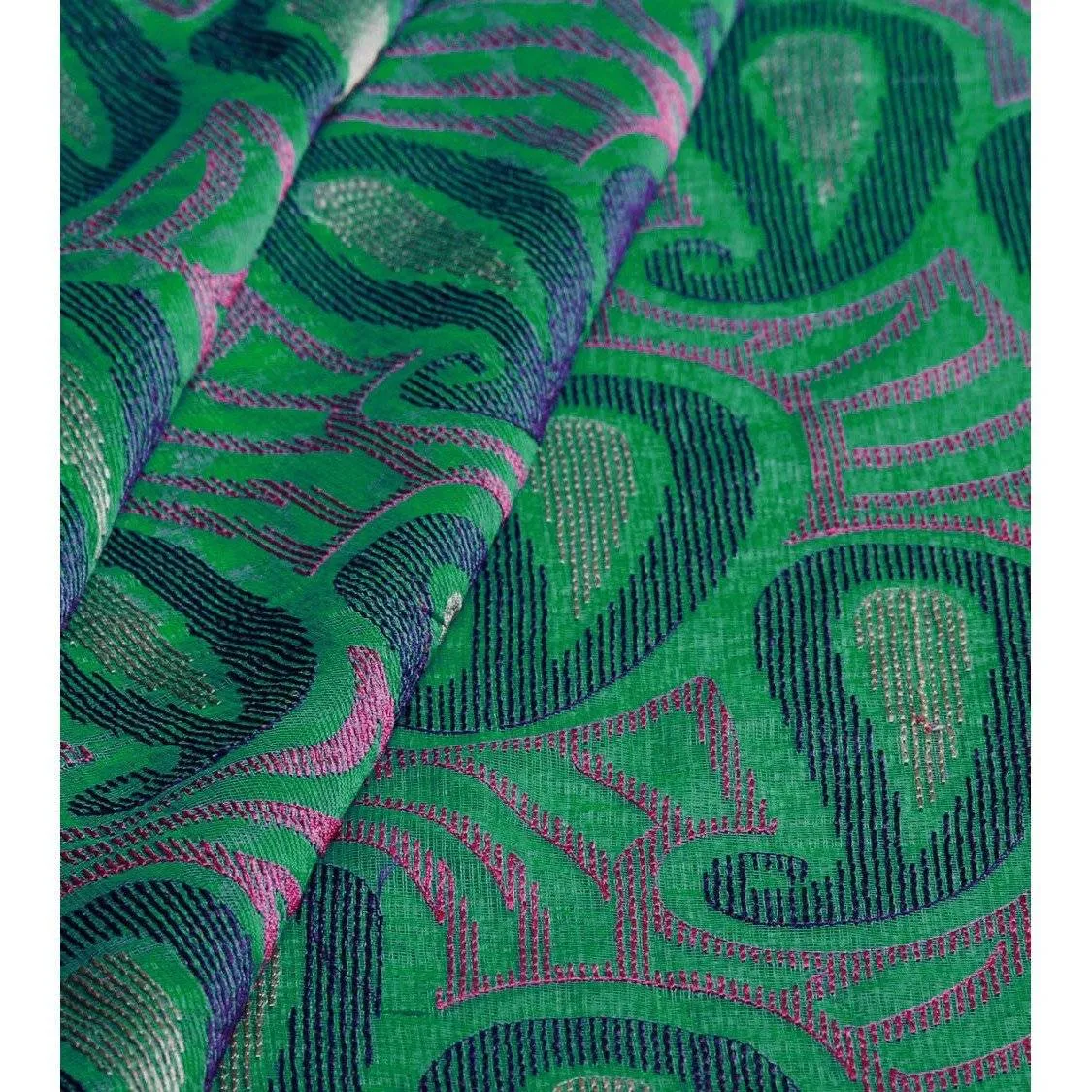 Green Cotton Supernet Saree