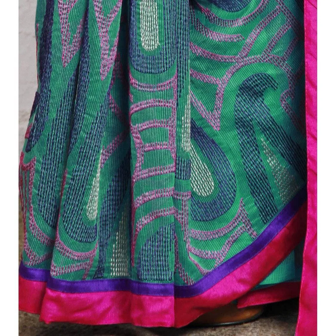 Green Cotton Supernet Saree