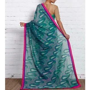 Green Cotton Supernet Saree