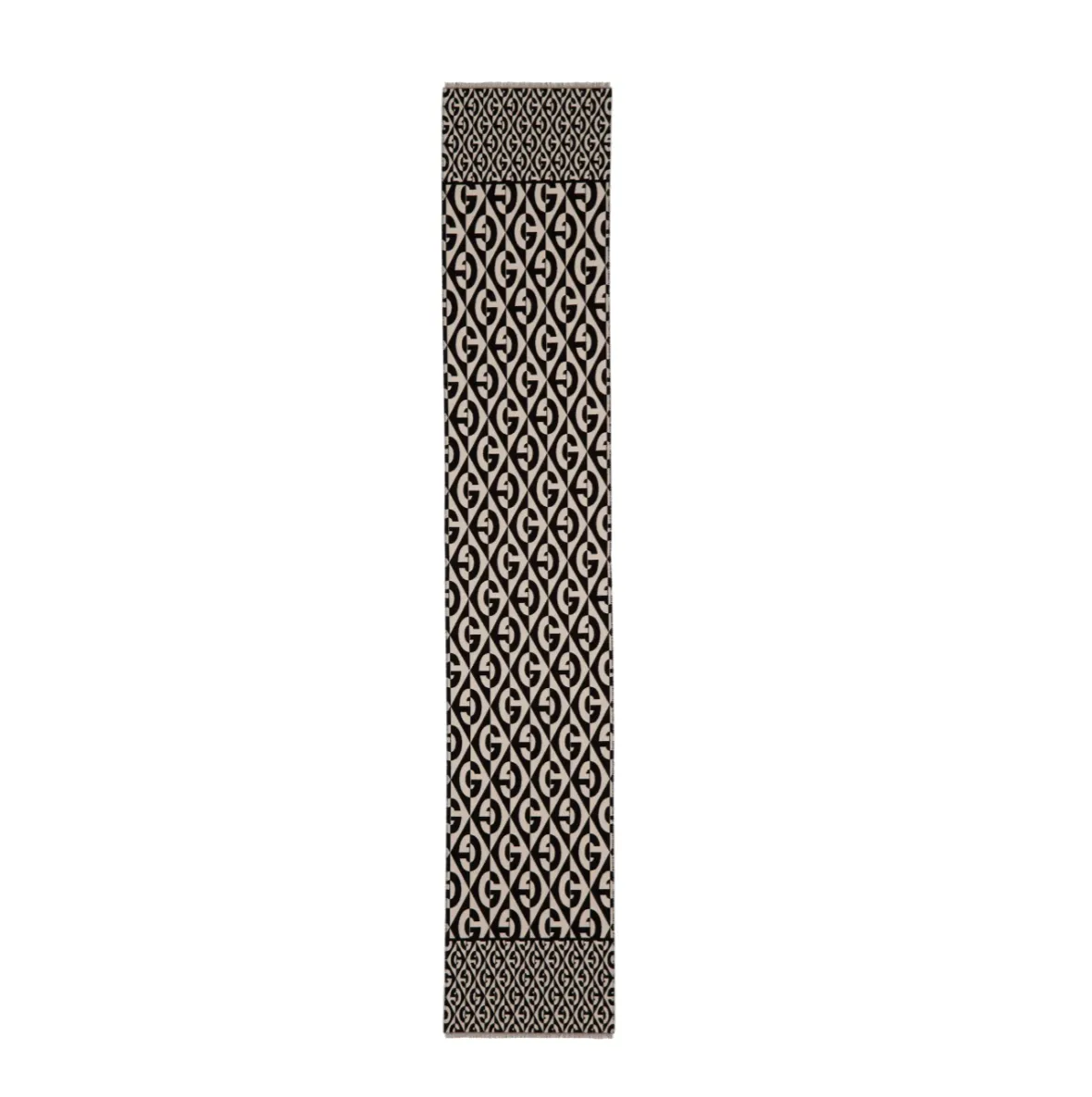 Gucci GG Rhombus Logo Jacquard Scarf in Ivory and Black