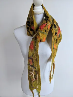 Hand Felted Layered Merino Scarf