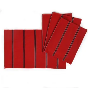 Hand Woven Striped Placemat Set | Cajola Red Stripe