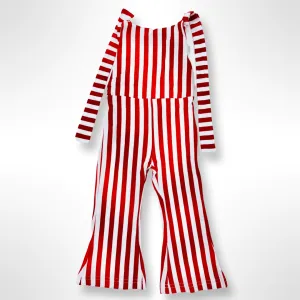 Harlow Bell Bottom Striped Jumpsuit - Red