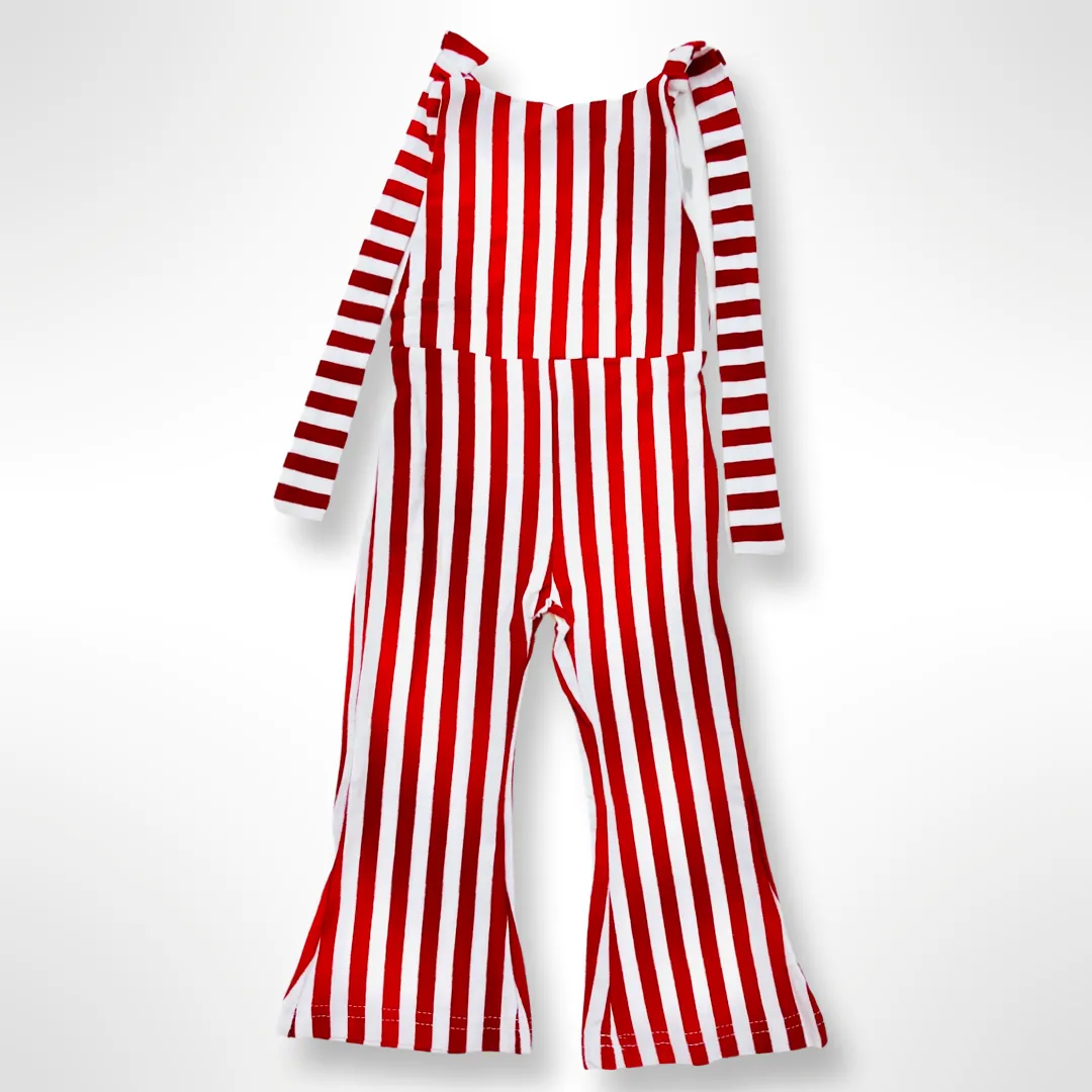 Harlow Bell Bottom Striped Jumpsuit - Red