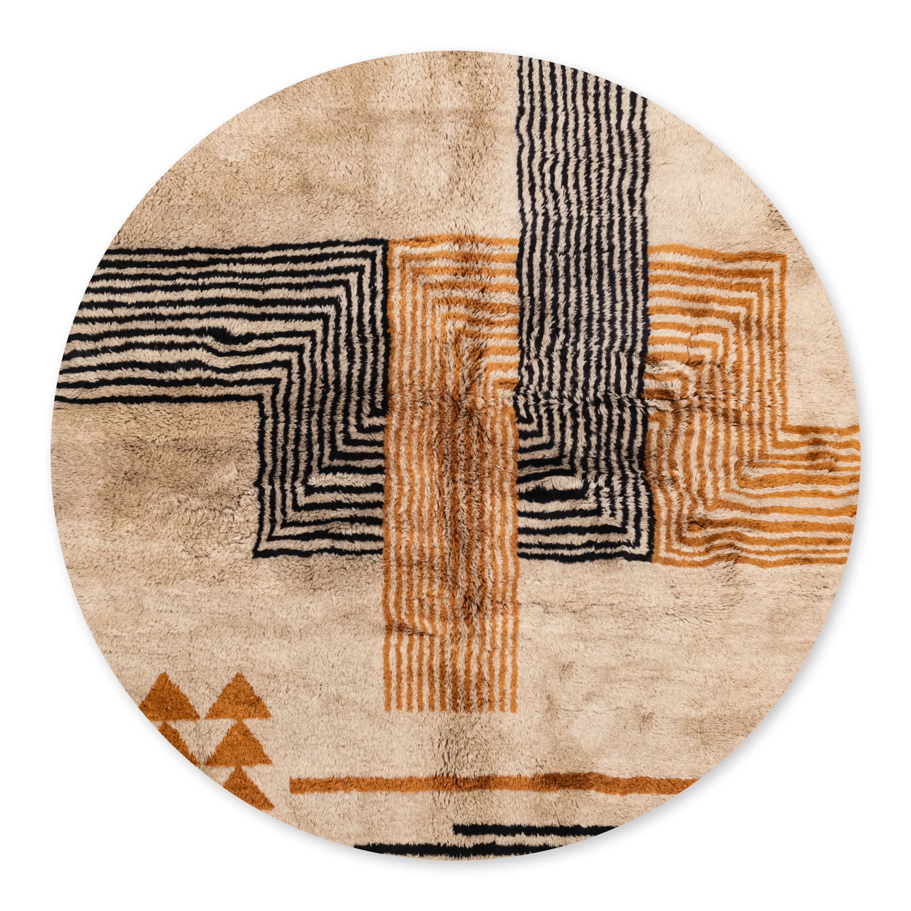 Harmony of Shapes Round - Luxury Shag Moroccan Rug
