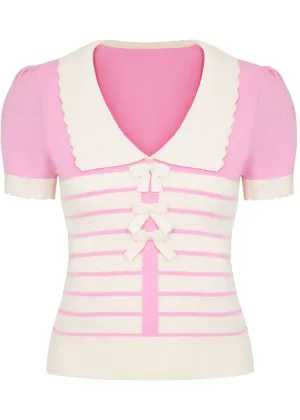 Hell Bunny Jennie Bow 40's Top Pink