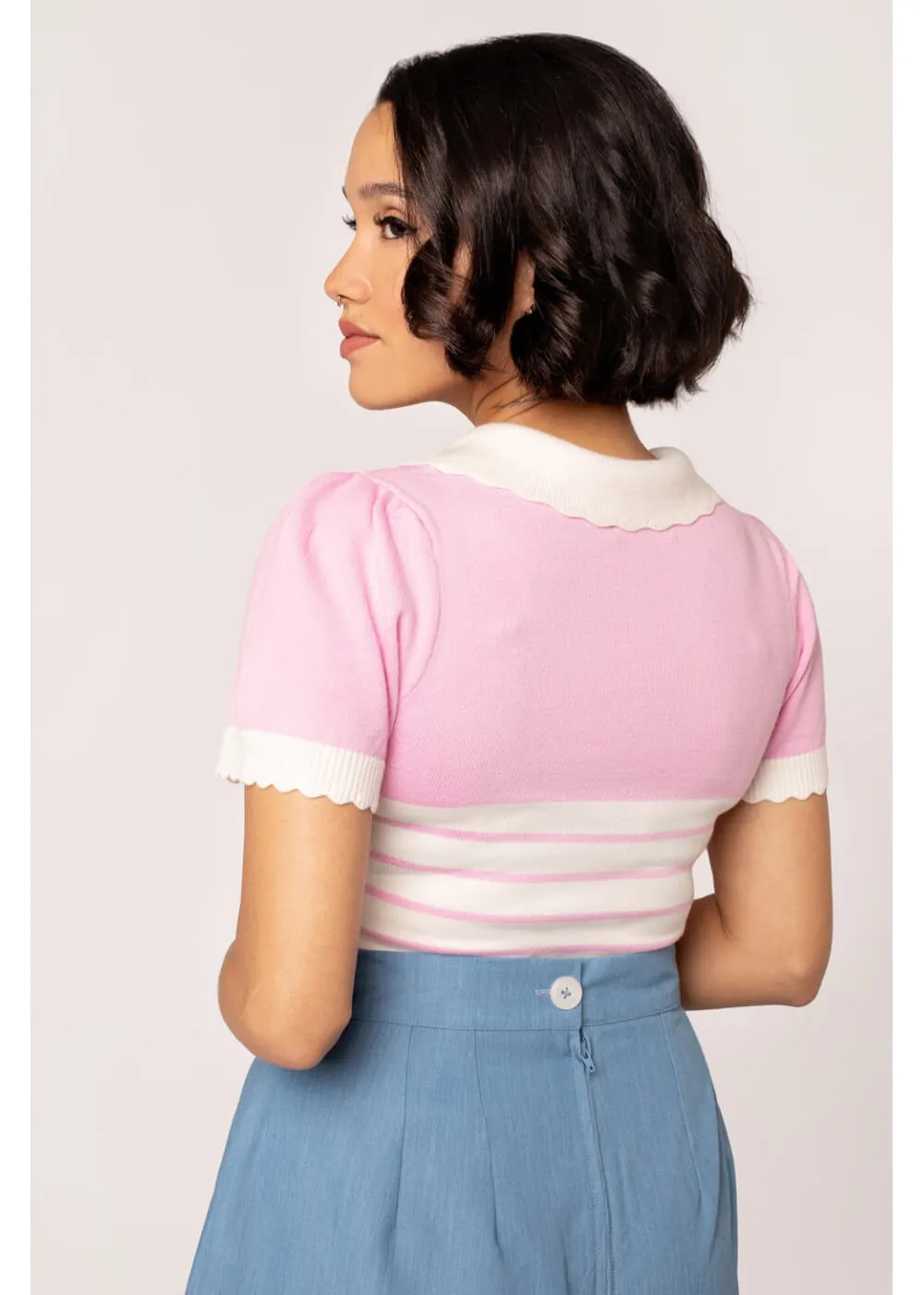 Hell Bunny Jennie Bow 40's Top Pink