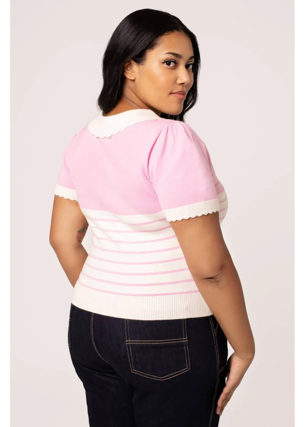 Hell Bunny Jennie Bow 40's Top Pink