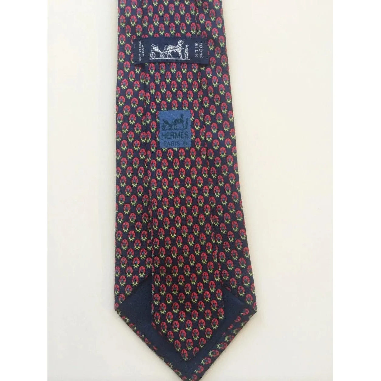 HERMES Classic Fleur-de-Lis Silk Necktie