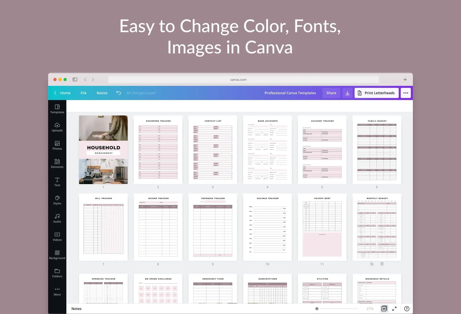Household Management Planner Canva Template