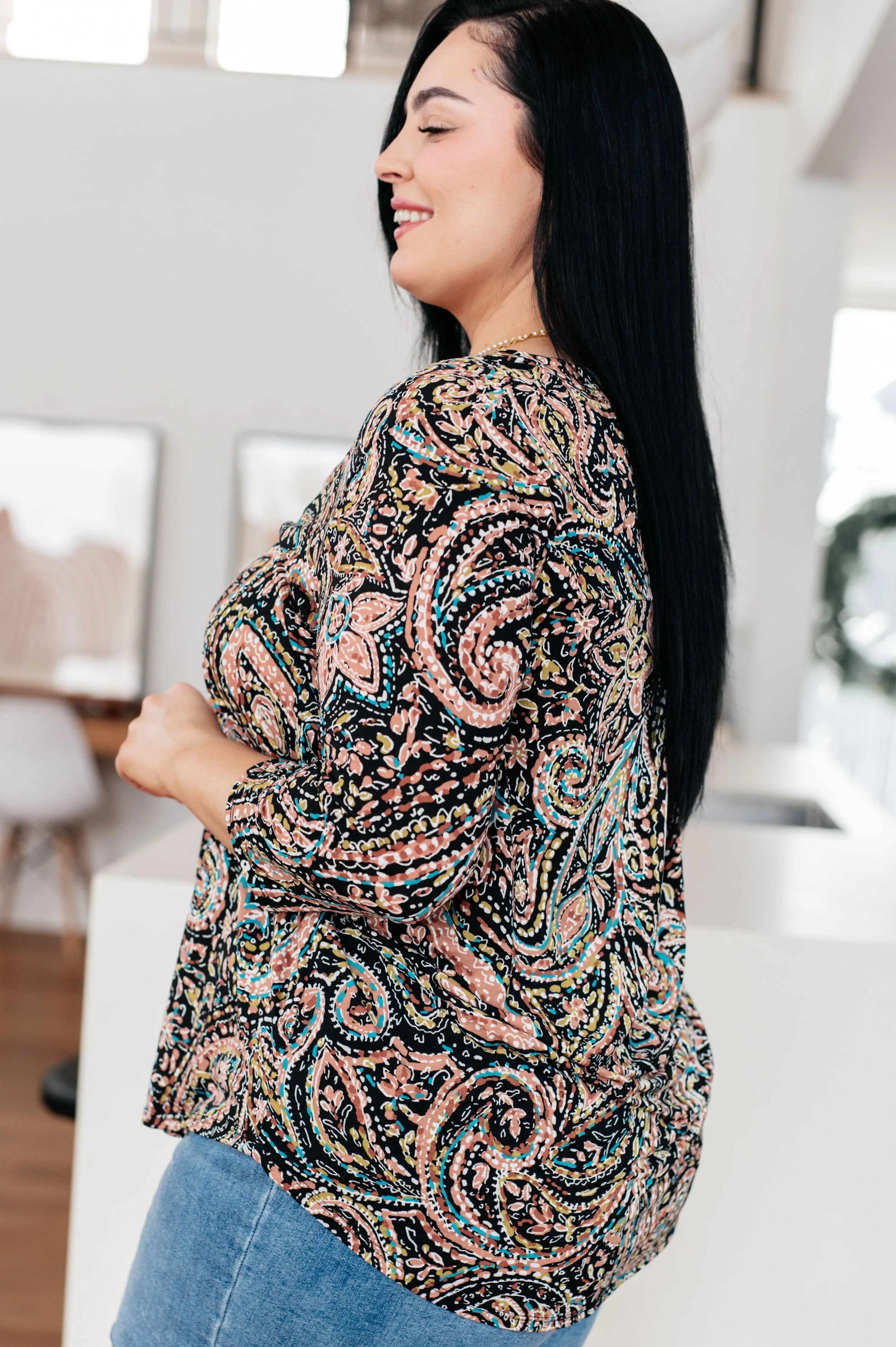 I Think Different Top in Teal Paisley
