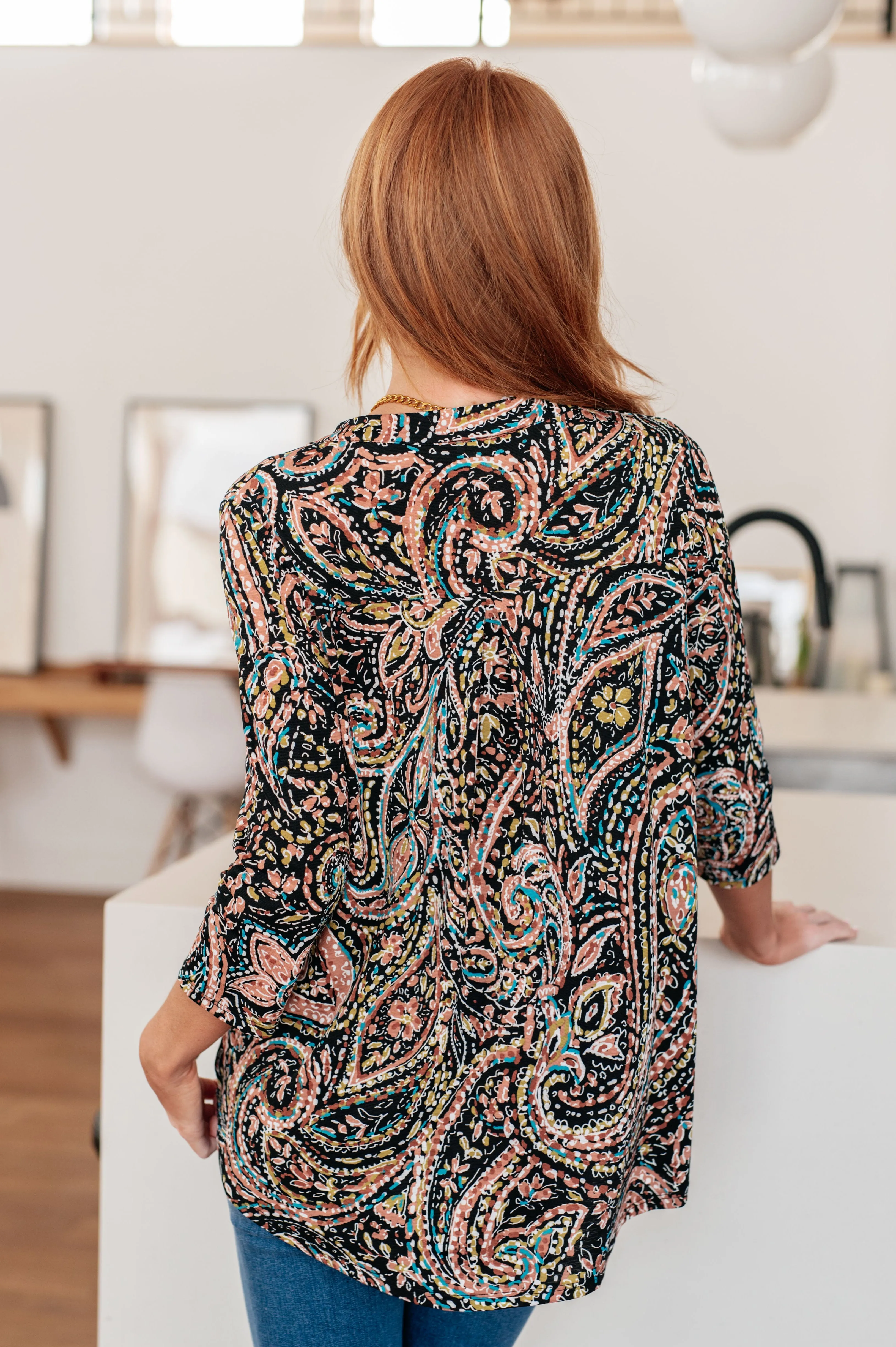 I Think Different Top in Teal Paisley