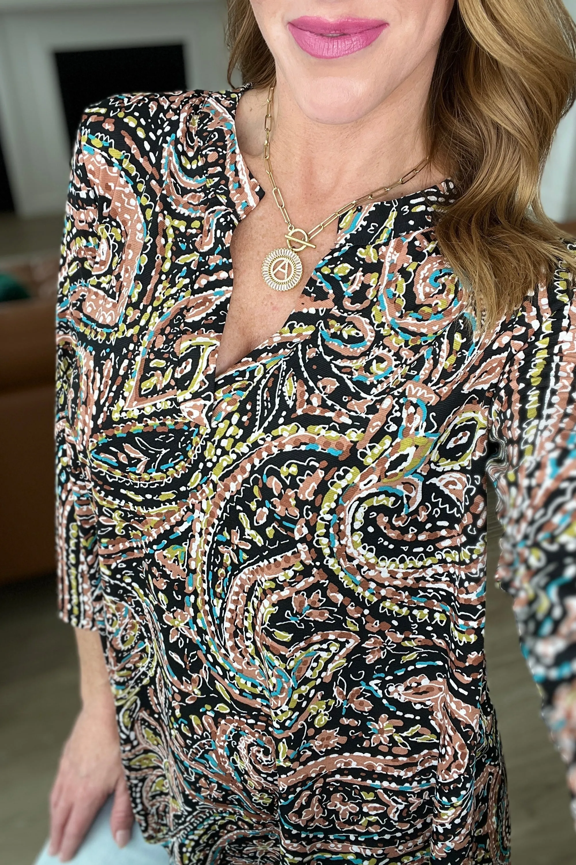 I Think Different Top in Teal Paisley