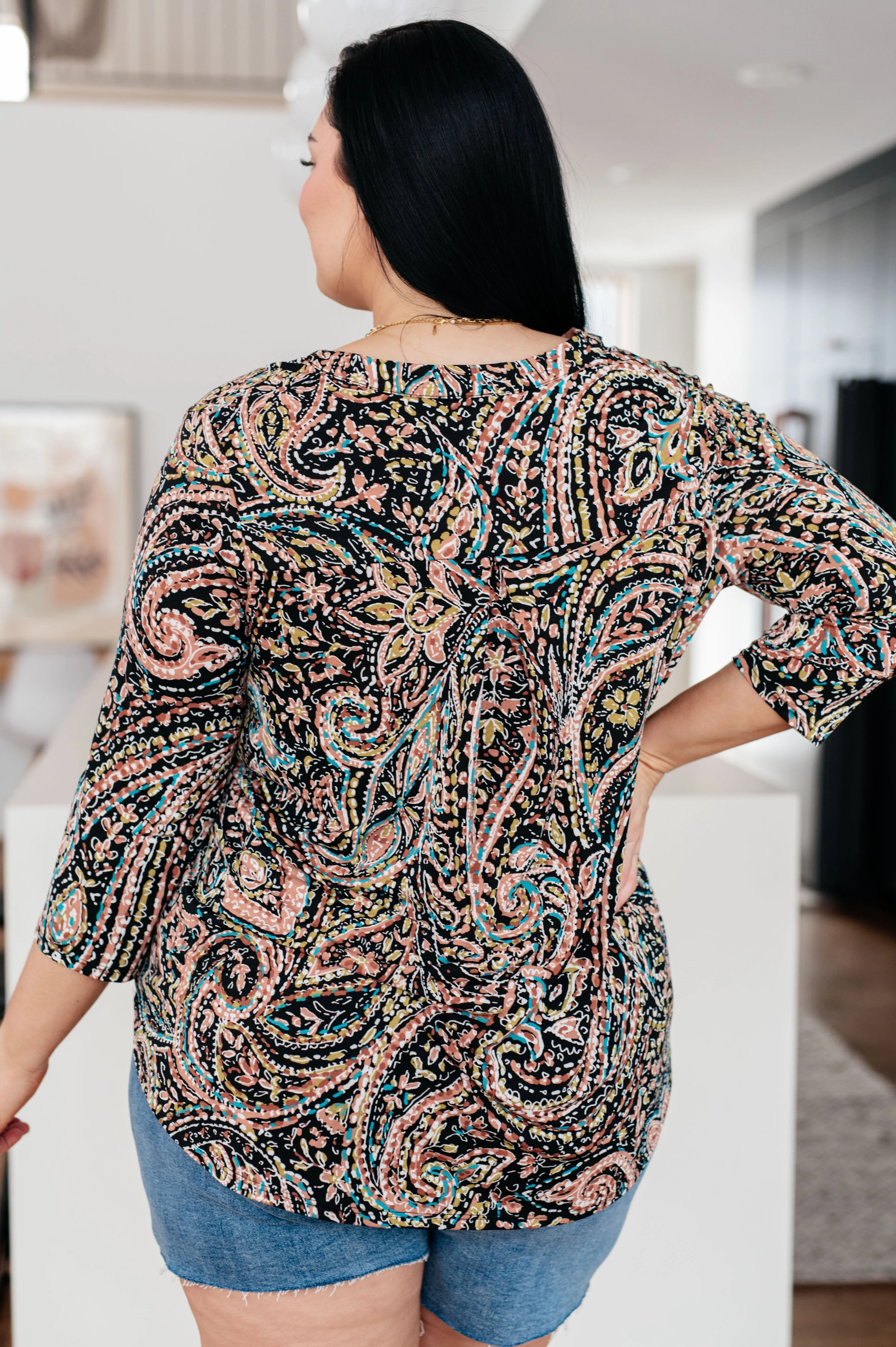 I Think Different Top in Teal Paisley