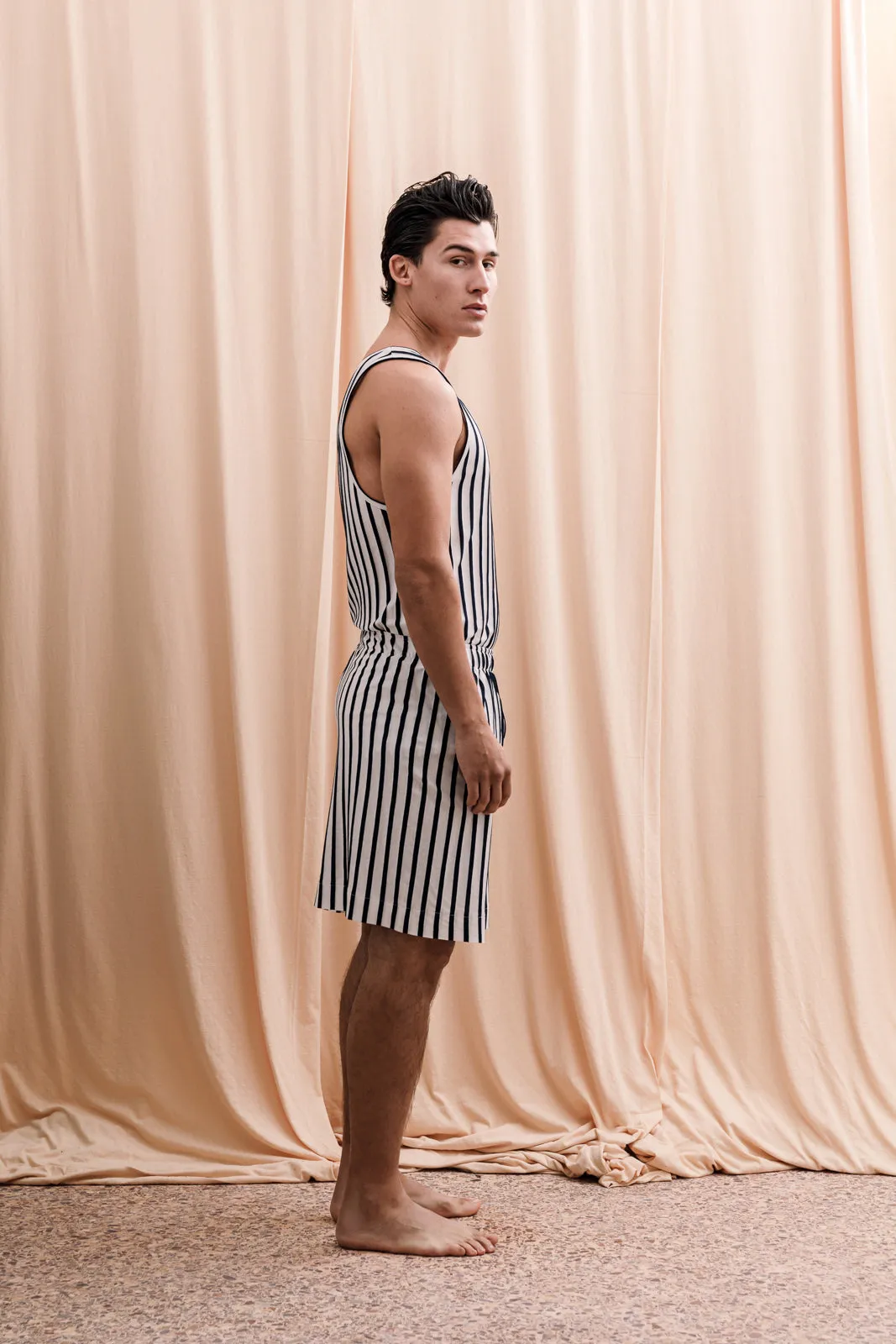 Iberis Long Boxer Shorts Striped Blue