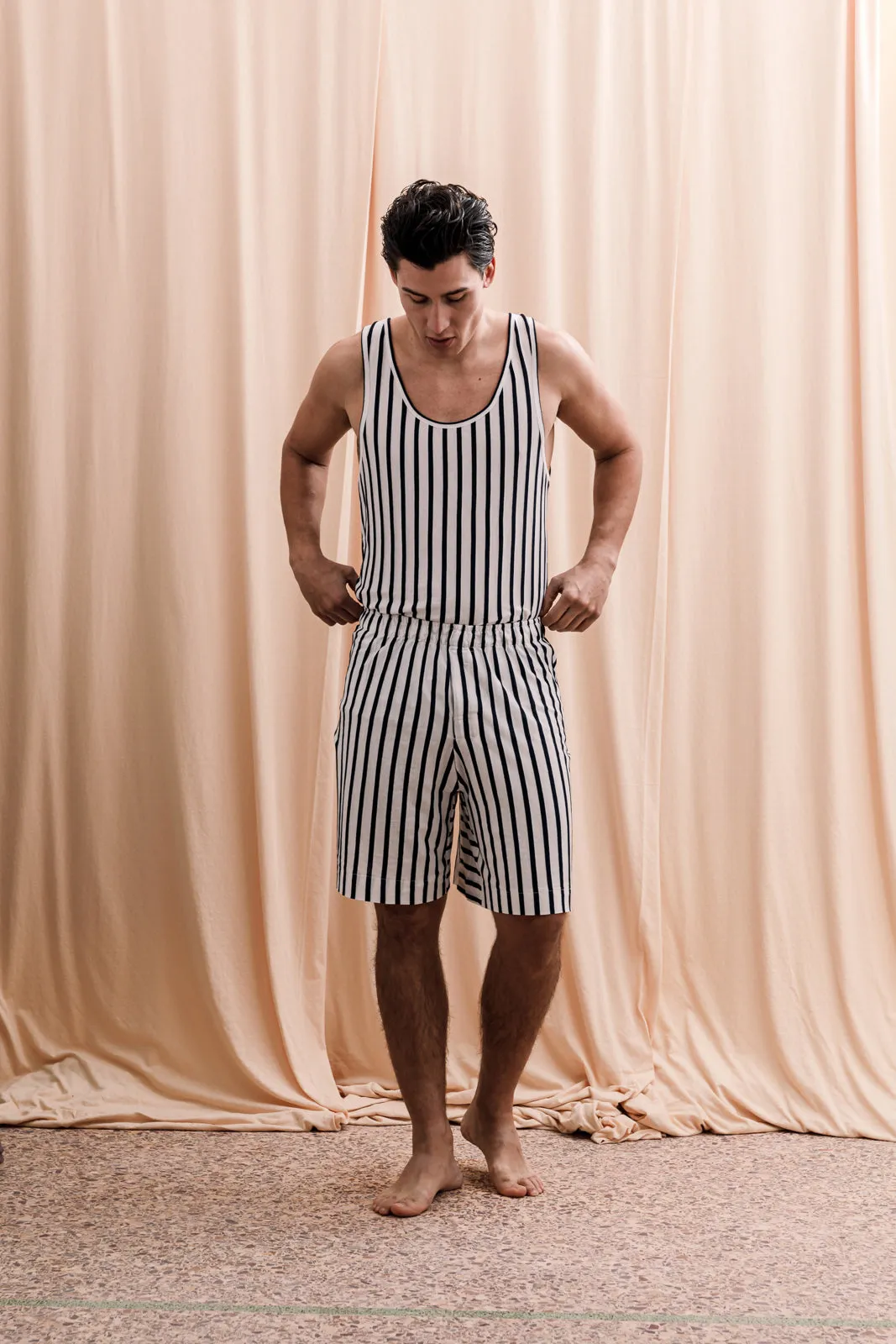 Iberis Long Boxer Shorts Striped Blue