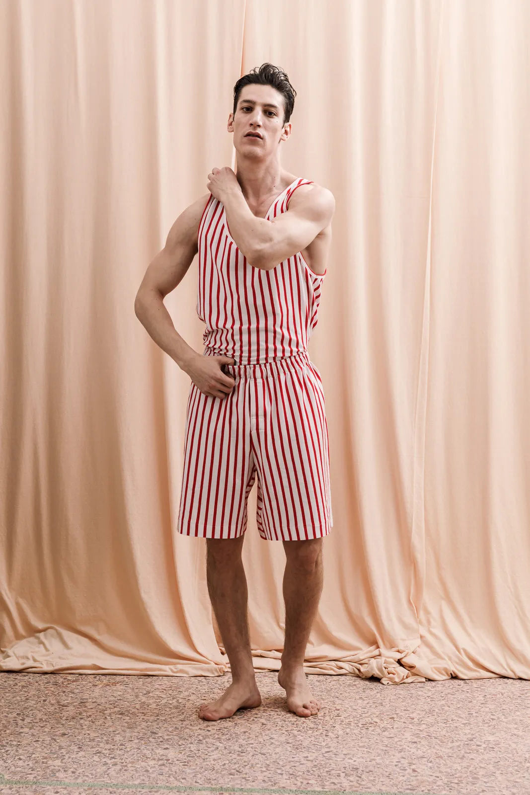 Iberis Long Boxer Shorts Striped Red