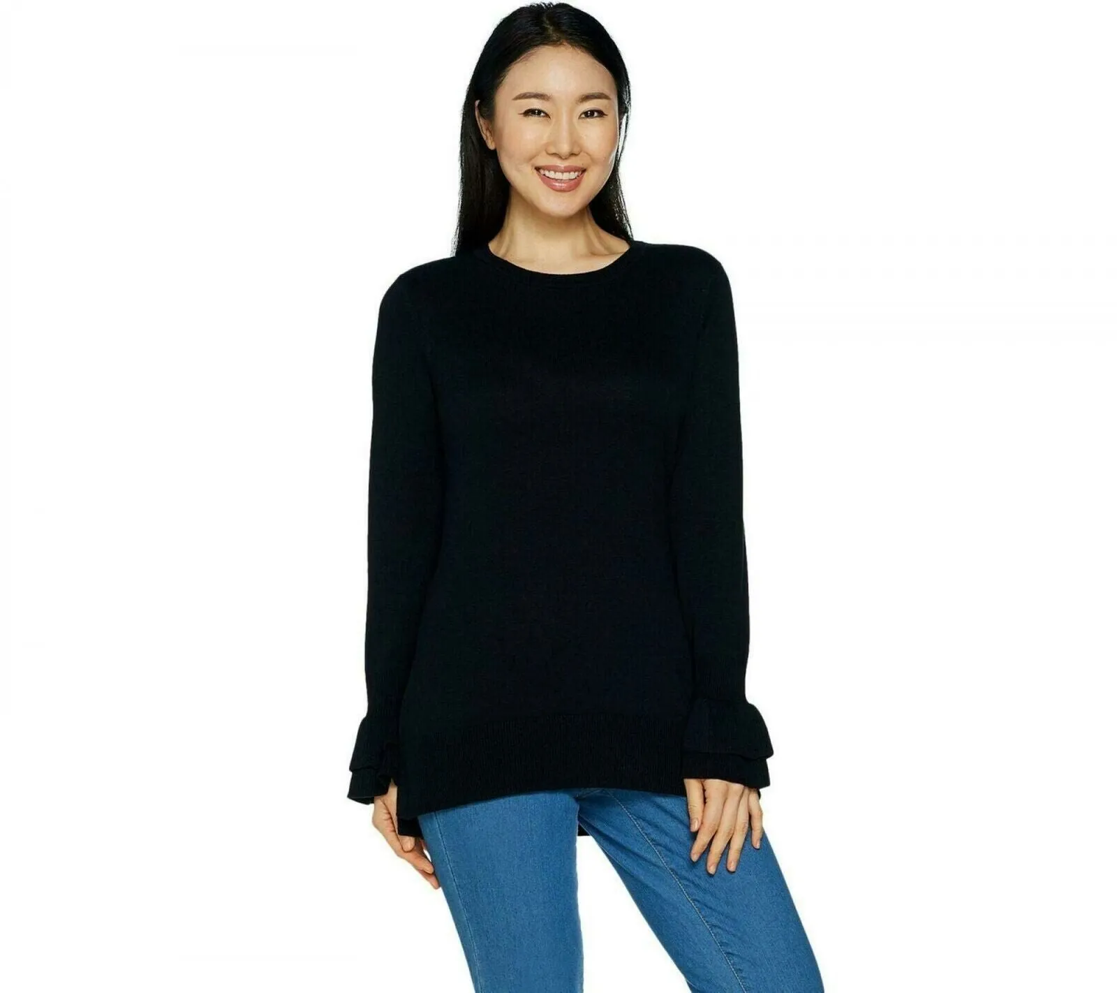 Isaac Mizrahi Live! Women's Pullover Long Sleeve Sweater Black Medium