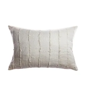 Ivory Striped Raw Silk Lumbar Pillow
