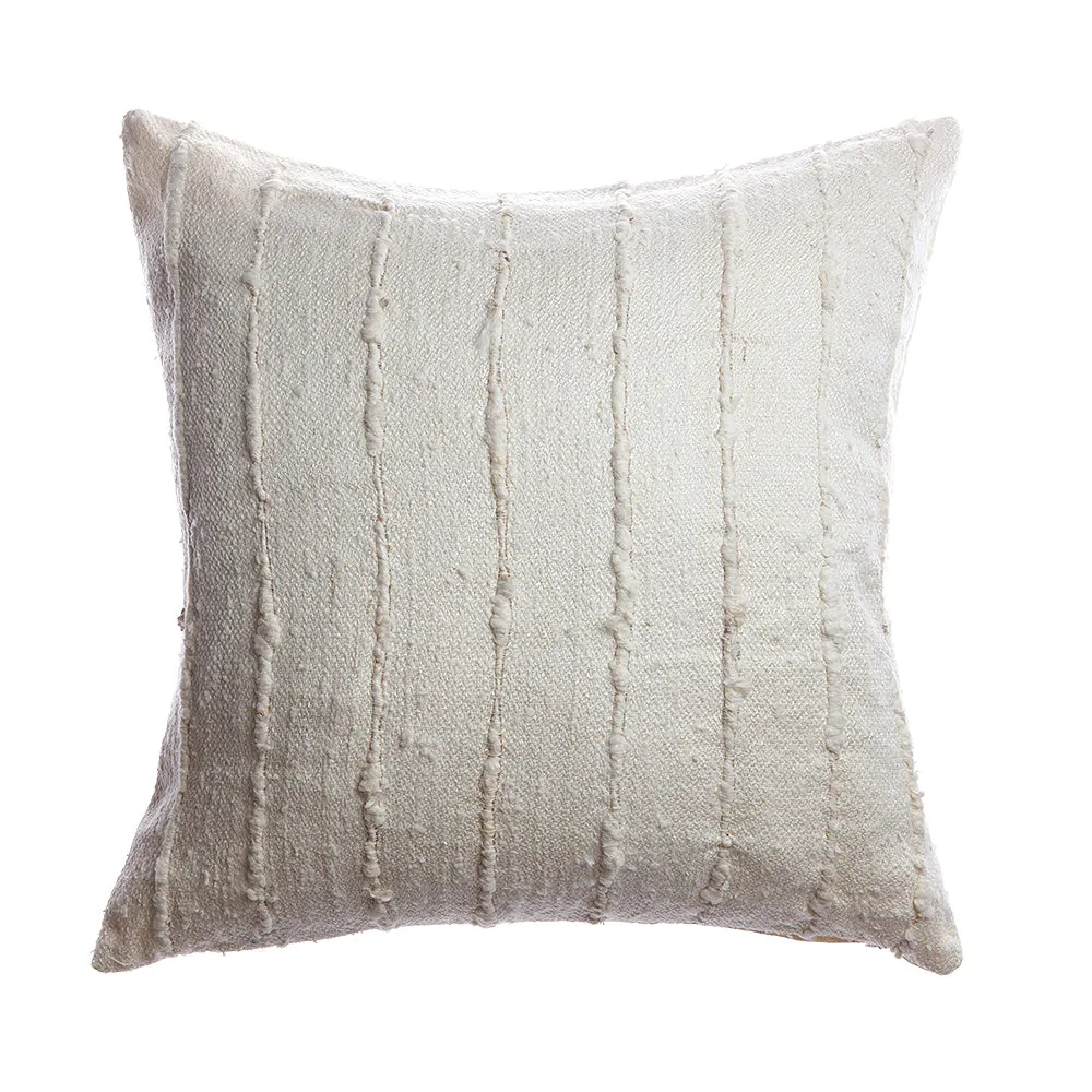 Ivory Striped Raw Silk Lumbar Pillow