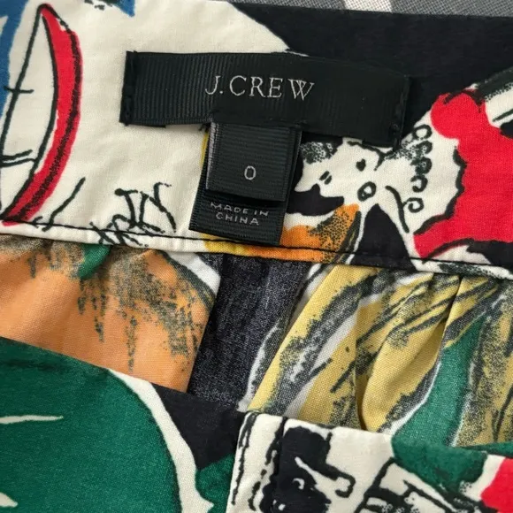 J. CREW POSTCARD SPAIN PRINTED NOVELTY MIDI SKIRT SZ 0