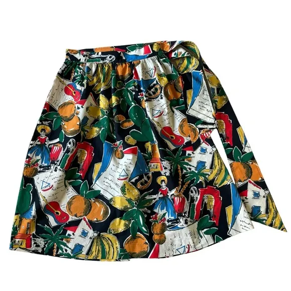 J. CREW POSTCARD SPAIN PRINTED NOVELTY MIDI SKIRT SZ 0