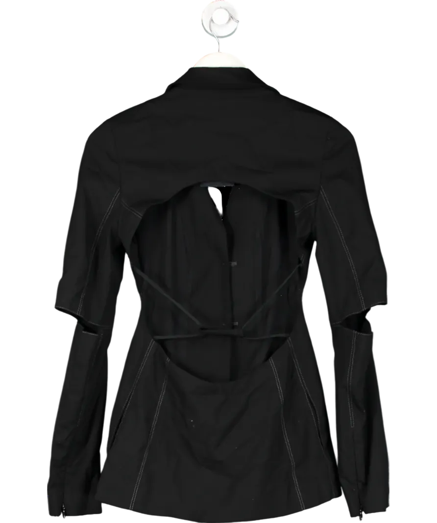 JACQUEMUS Black Melo Cutout Wool Blend Grain De Poudre Blazer UK 8
