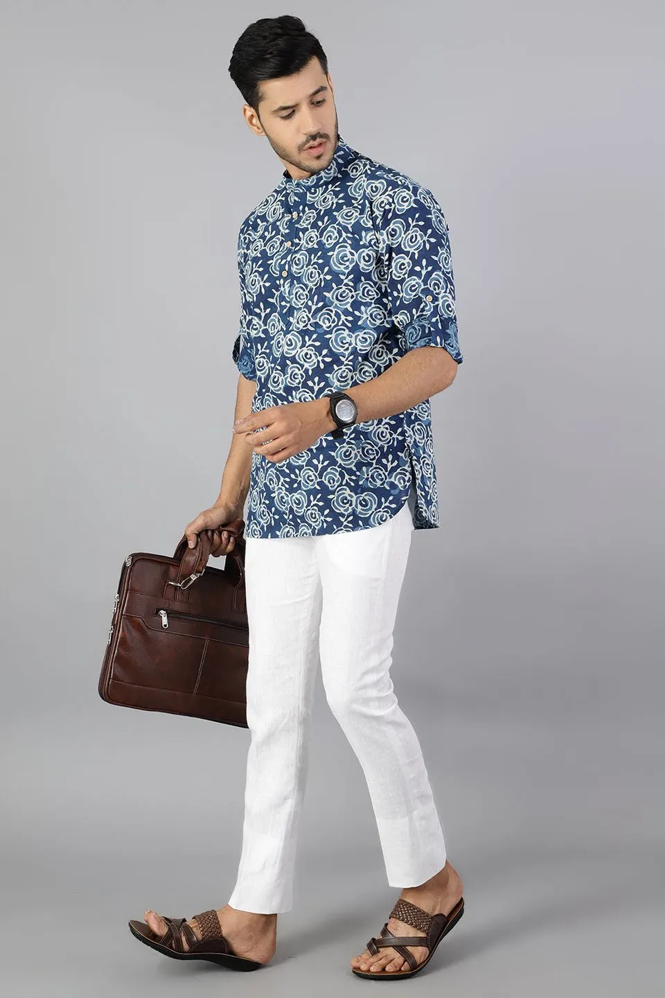 Jaipur 100%  Cotton Indigo Kurta Shirt
