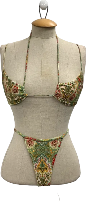 Janthee Multicolour Paisley Bikini Set Top UK XS Bottoms UK S