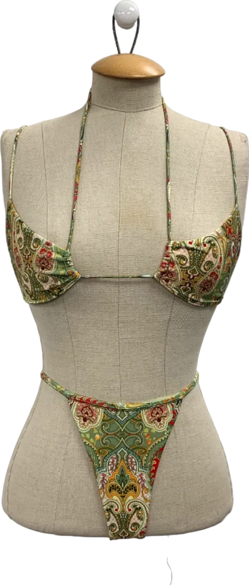 Janthee Multicolour Paisley Bikini Set Top UK XS Bottoms UK S