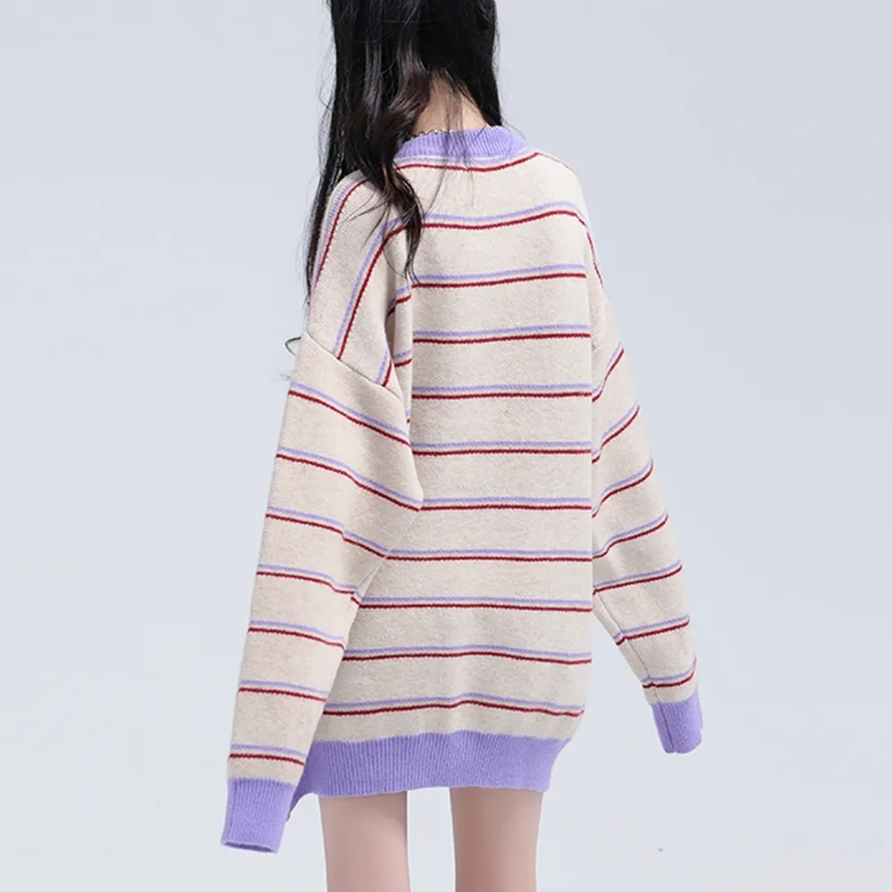 Japanese Retro Striped Lamb Sweater