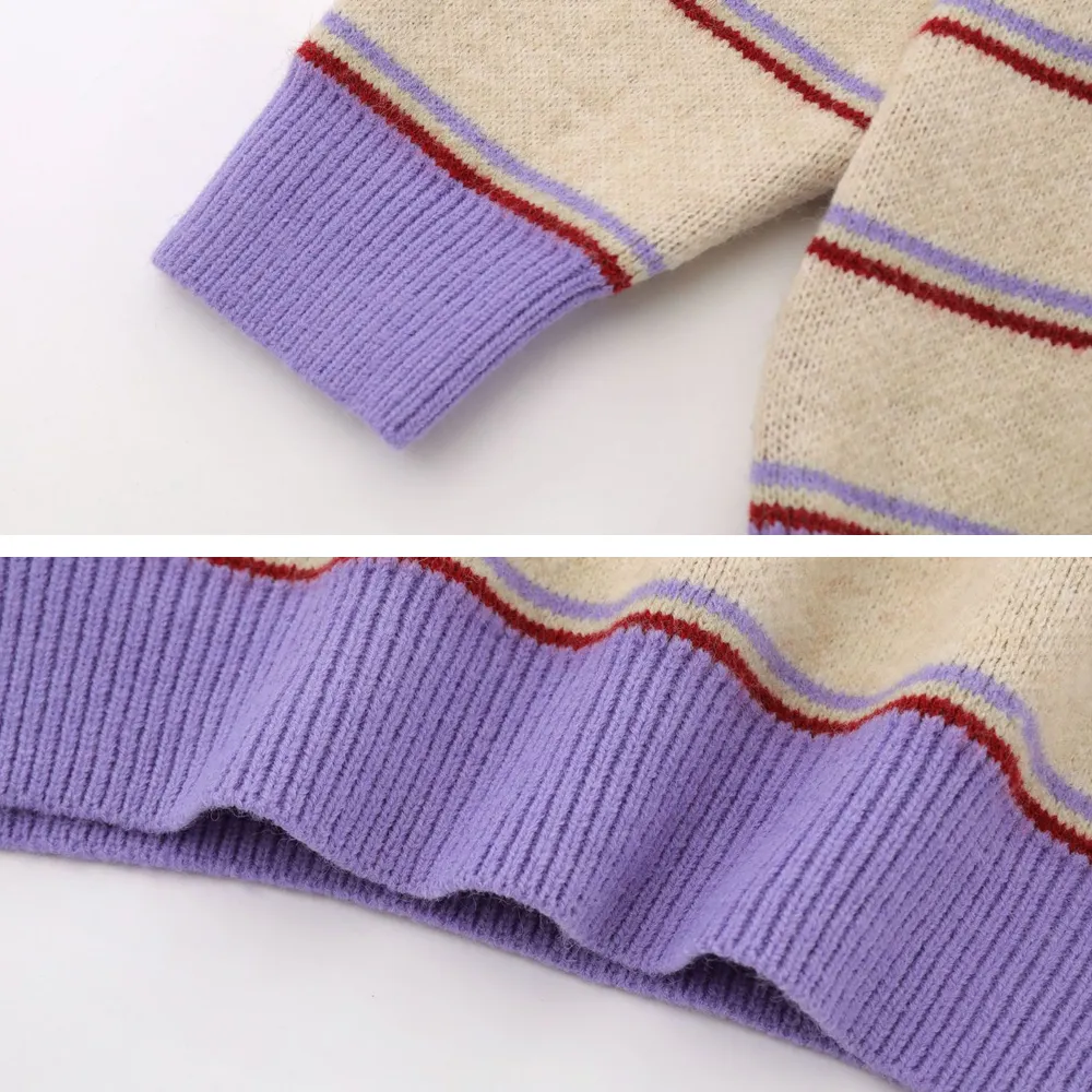 Japanese Retro Striped Lamb Sweater