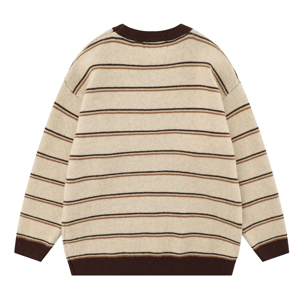 Japanese Retro Striped Lamb Sweater