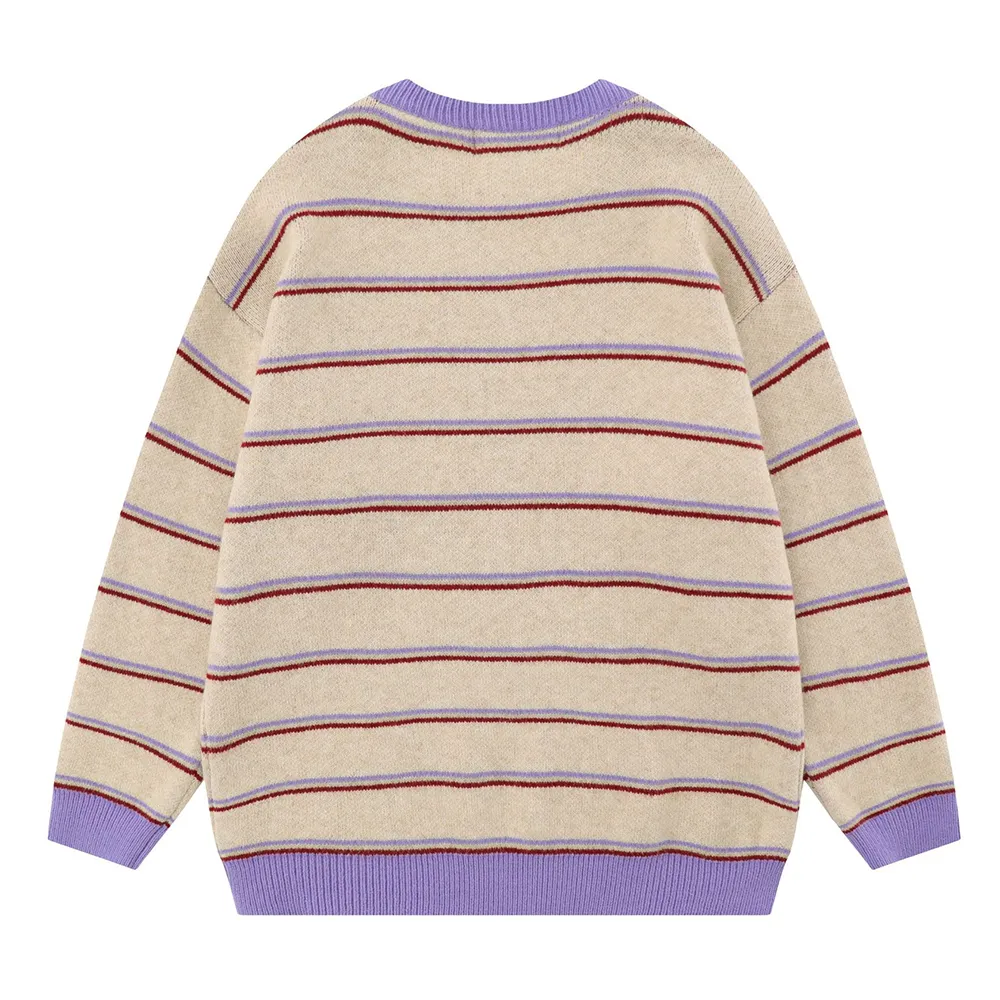 Japanese Retro Striped Lamb Sweater
