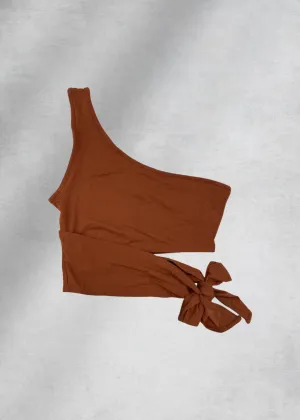 Jesse Asymmetrical Crop Top - Brown