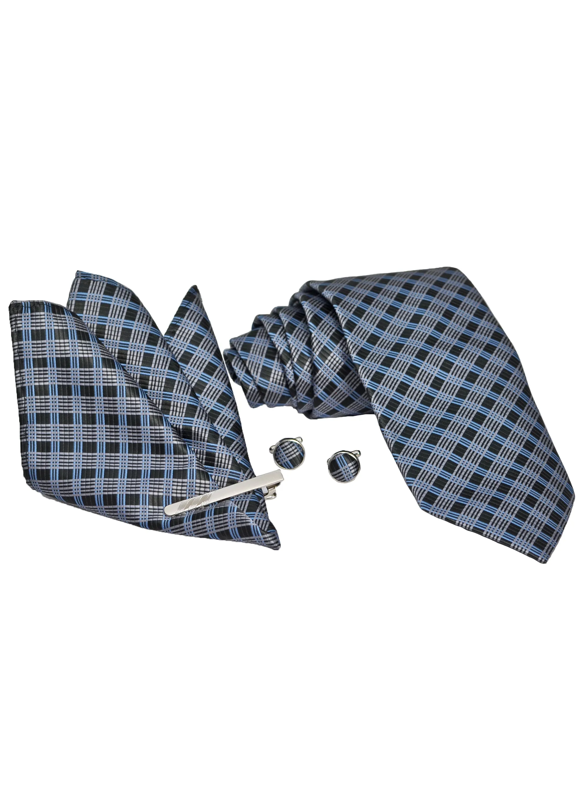 John Langford Tie, Pocket Square, Tie Bar and Cufflink Set