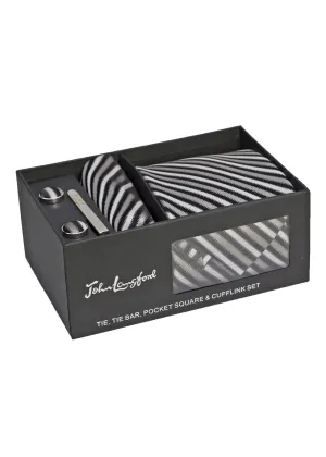 John Langford Tie, Pocket Square, Tie Bar and Cufflink Set