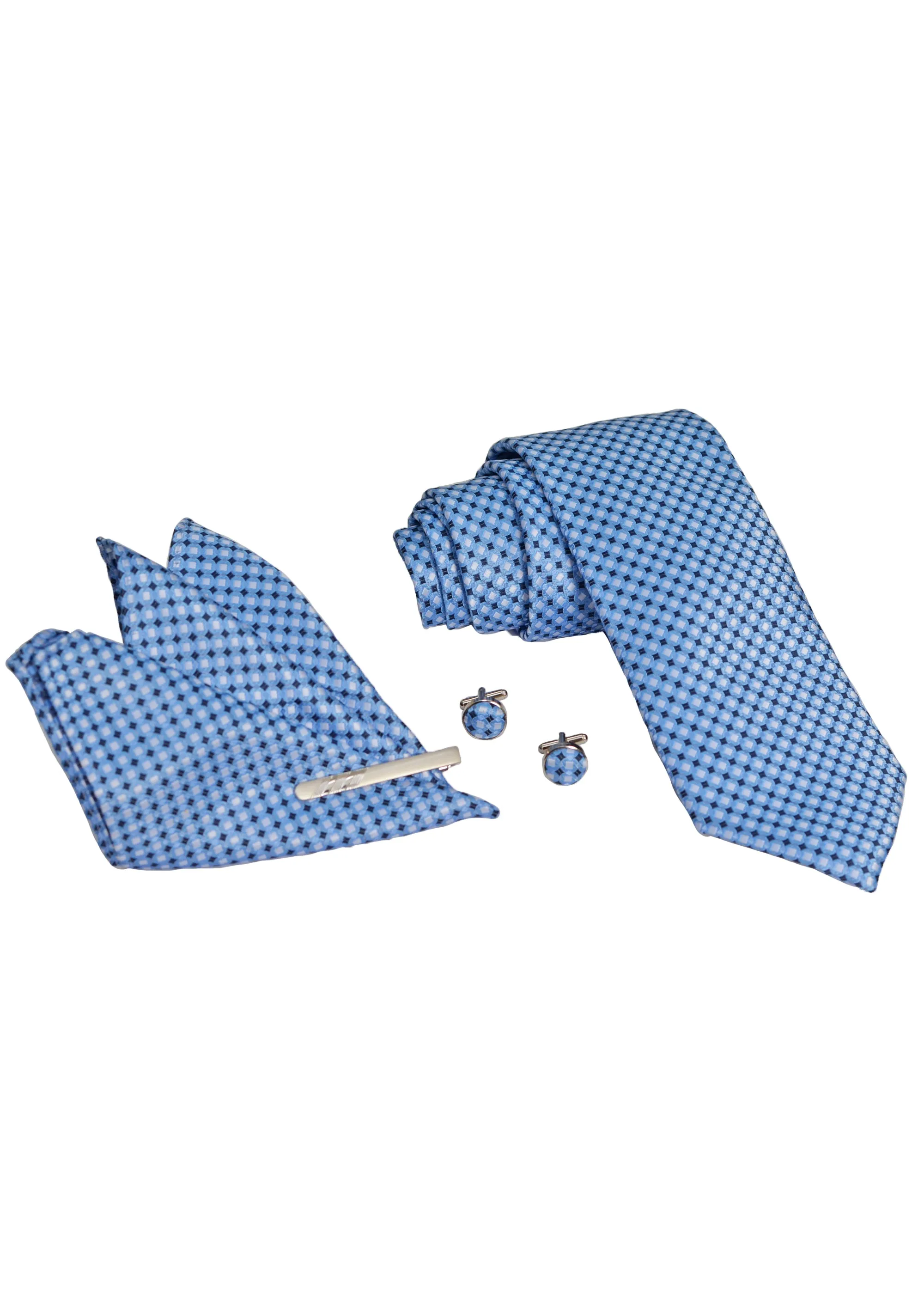 John Langford Tie, Pocket Square, Tie Bar and Cufflink Set