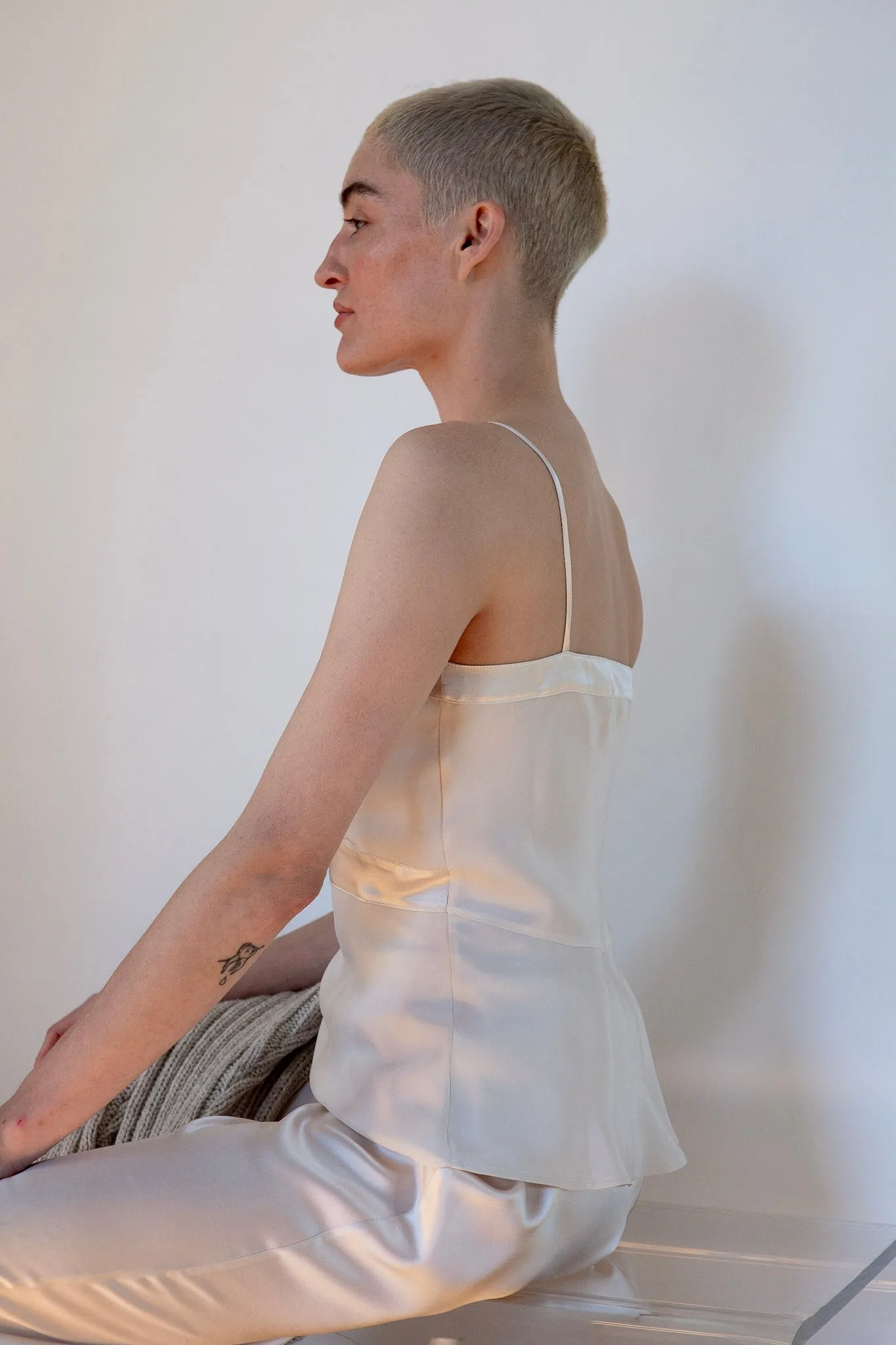 Jules Silk Charmeuse Pant in Alabaster