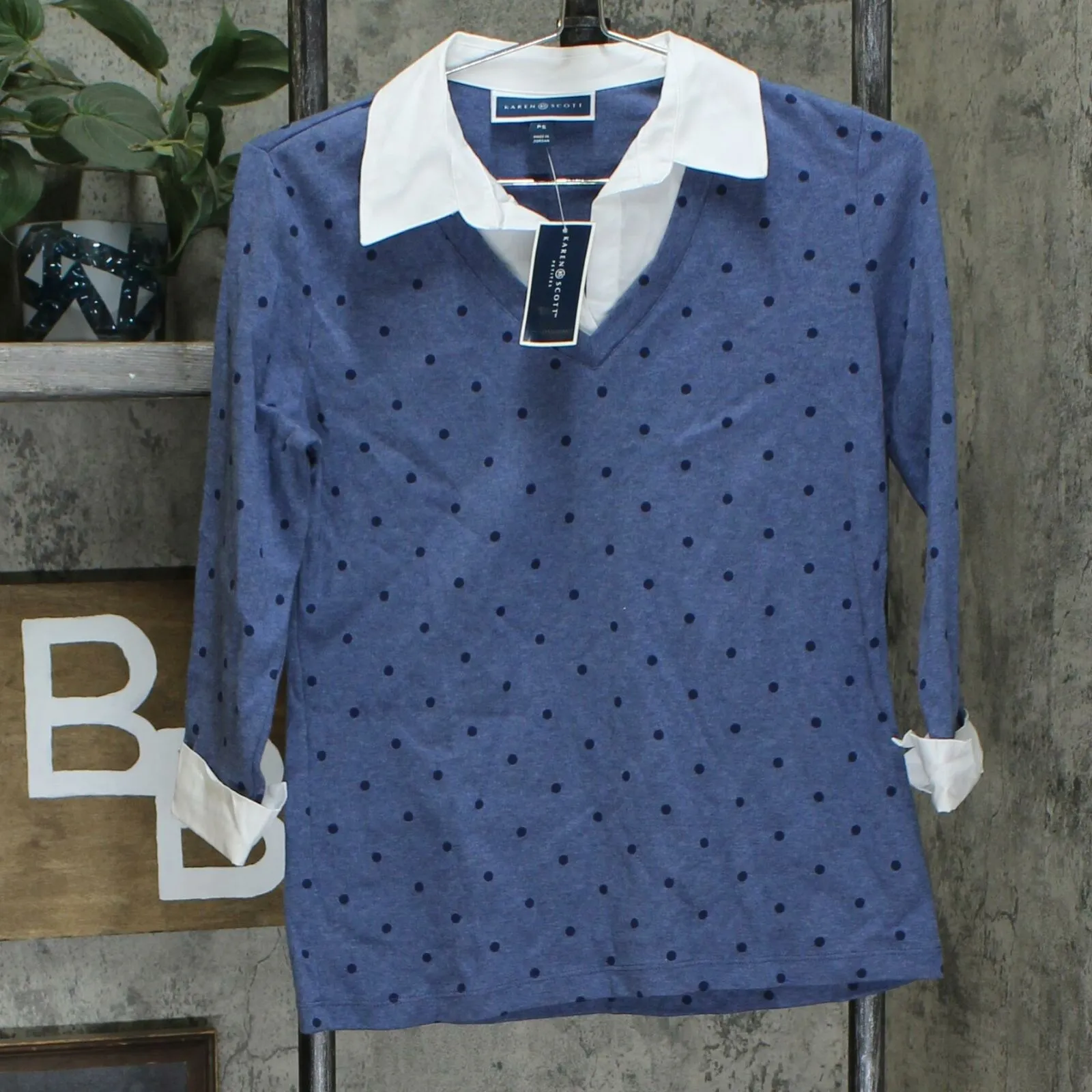 Karen Scott Petite Cotton Layered Look Top