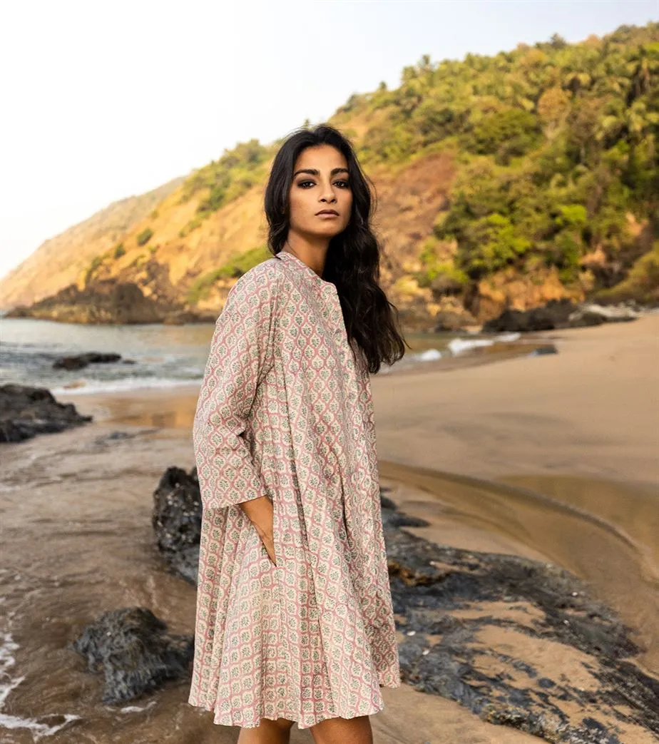 Khara Kapas I  Oh carol I Cotton Wine leaf Dress Rusty pink KK-24-03