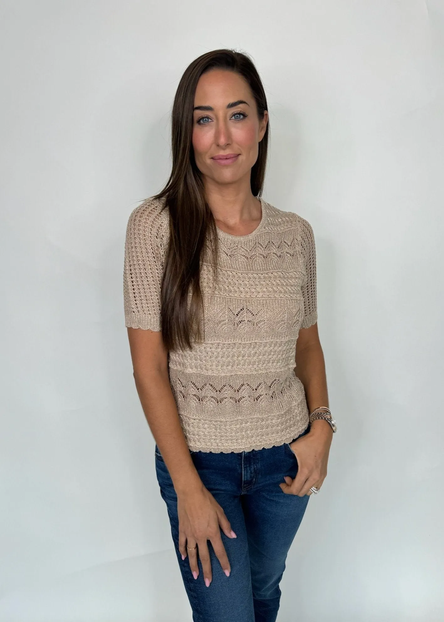 KLD Lurex Knit Top Taupe/Gold