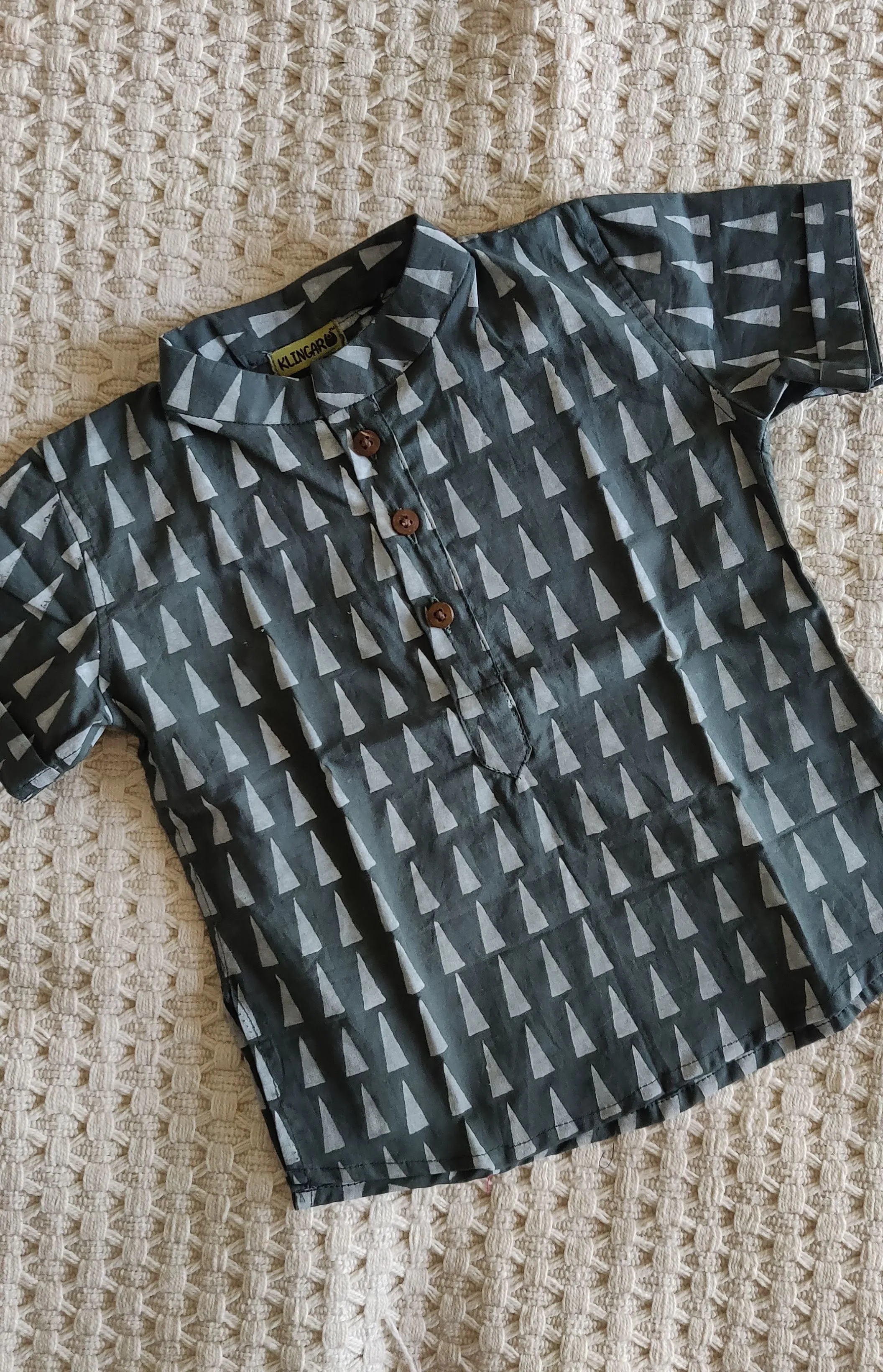 Klingaru Short Kurta - Grey Tikon Handblocked Kurta