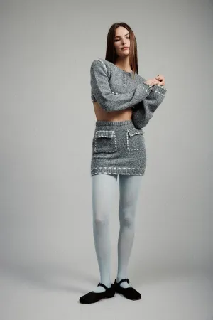 KNIT MINI SKIRT WITH CONTRASTED STITCHING