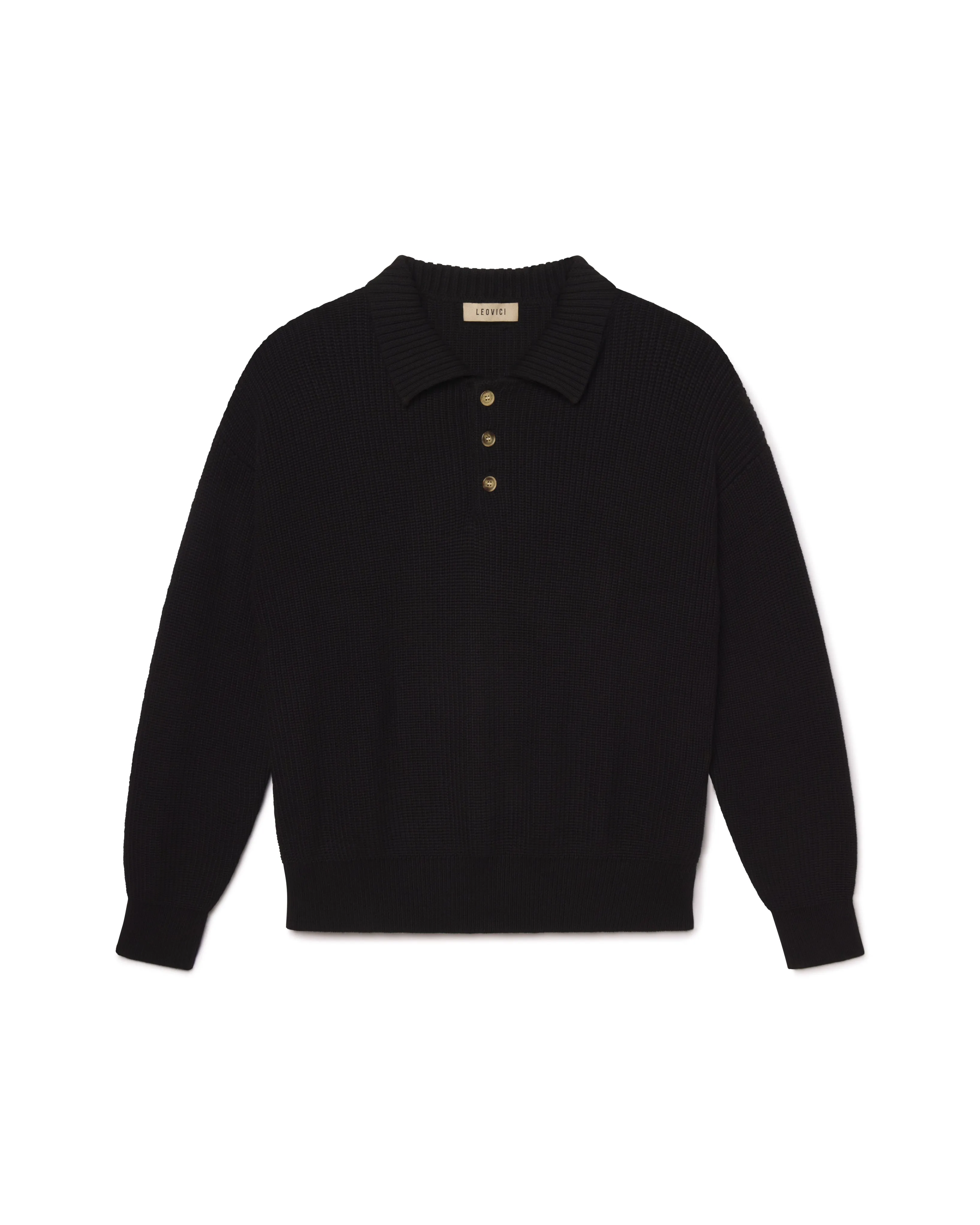 Knit Sweater Polo - Black