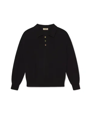 Knit Sweater Polo - Black