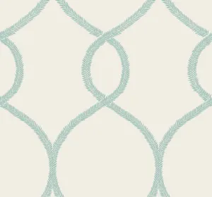 KT2238 Laurel Leaf Ogee Wallpaper-Teal