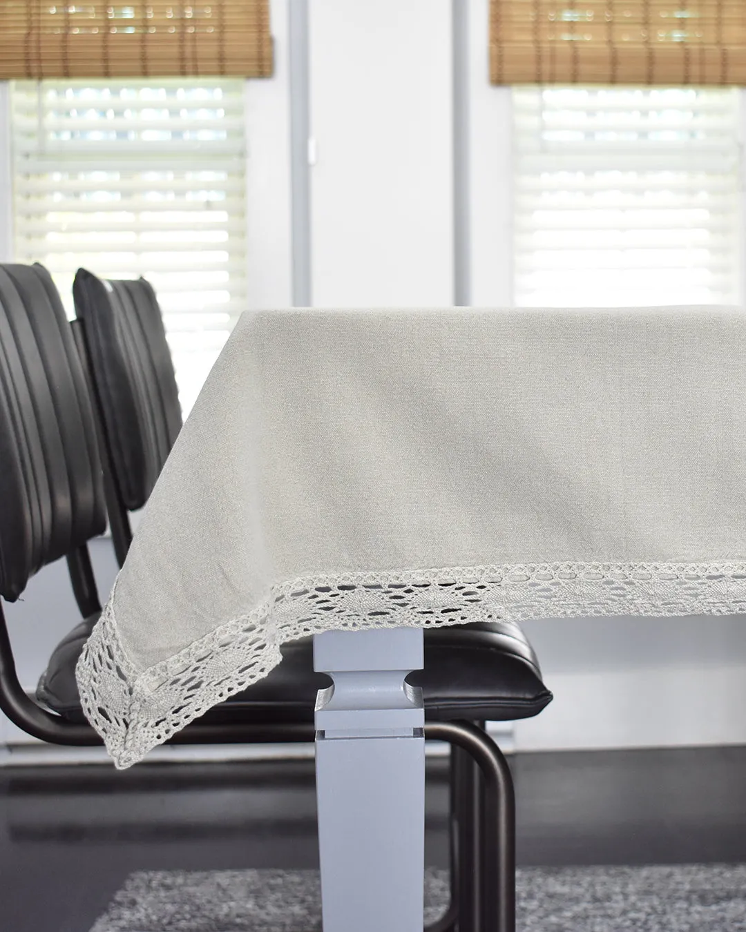 Lace Trim Washed Cotton Tablecloth